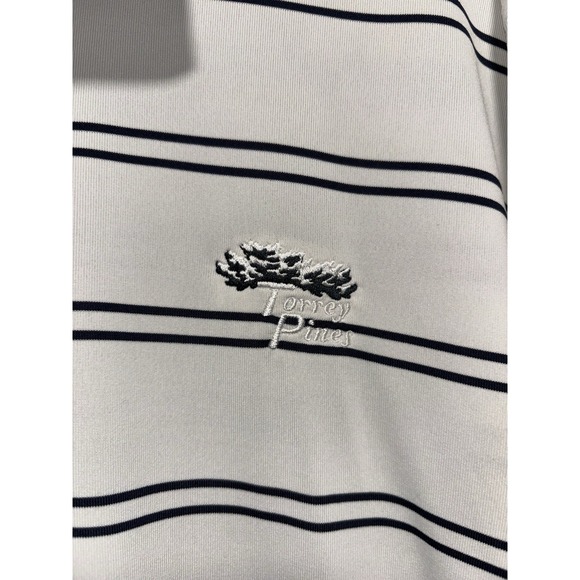 Under Armour Golf Polo Shirt Men's XXL White Striped Torrey Pines Logo Heat Gear - Picture 4 of 6